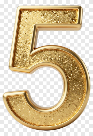 Golden Number Five PNG