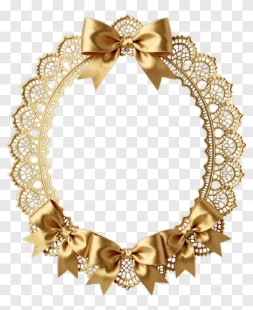 Golden Lace Frame With Bows PNG