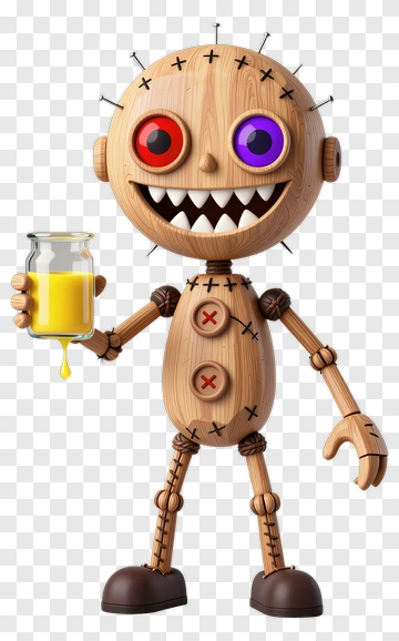 Cartoon Doll Holding A Jar Of Yellow Liquid PNG