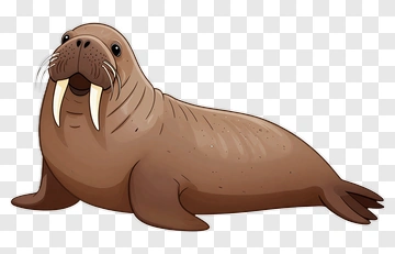 Cartoon Walrus With Tusks PNG