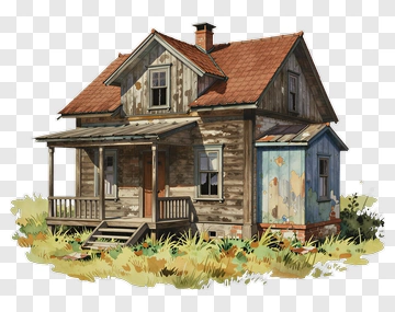 Vintage Wooden House With Porch PNG