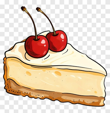 Slice Of Cheesecake With Cherries PNG