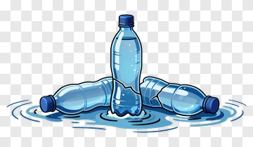 Cartoon Water Bottles In Water PNG