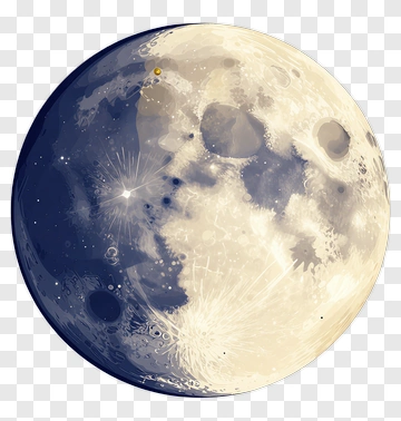 Artistic Moon With Starry Background PNG