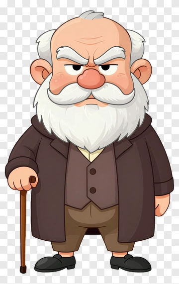 Cartoon Old Man With A Cane PNG
