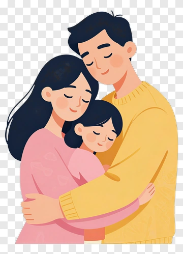Happy Family Embracing Each Other PNG