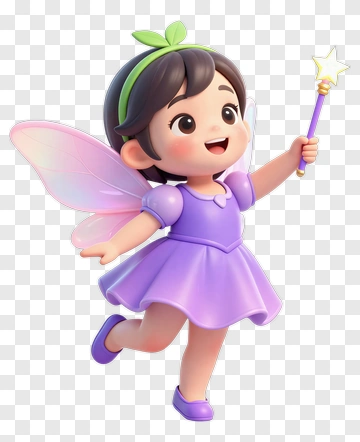 Cartoon Fairy Girl Holding A Magic Wand PNG