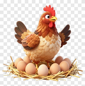 Cartoon Chicken Sitting On Eggs PNG