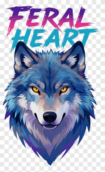Feral Heart Wolf Illustration PNG