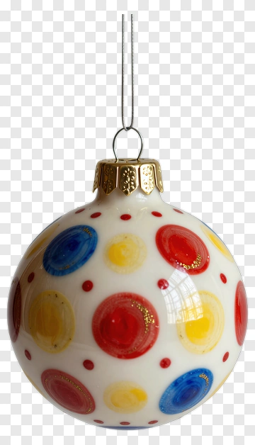 Colorful Christmas Ornament With Polka Dots PNG