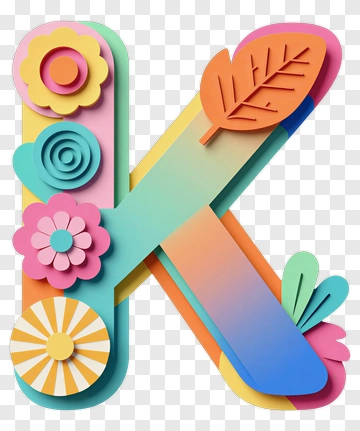 Colorful Letter K With Floral Elements PNG