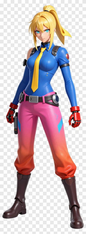 3D Female Character In Colorful Outfit PNG