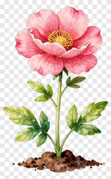 Pink Flower Growing From Soil PNG