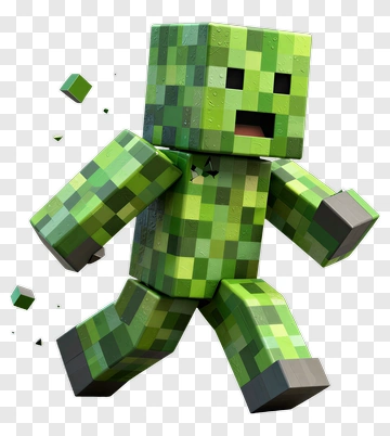 3D Creeper Character Running PNG