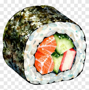Colorful Sushi Roll With Salmon And Vegetables PNG