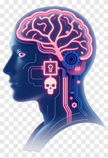 Digital Human Brain With Circuitry And Skull PNG