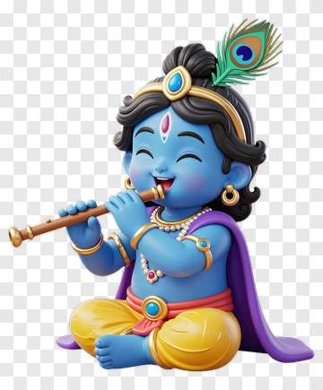 3D Krishna Playing Flute PNG
