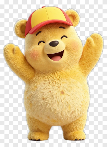 Cartoon Bear With A Yellow Cap PNG