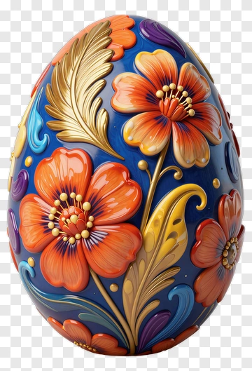 Colorful Floral Easter Egg PNG