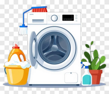 Washing Machine With Cleaning Supplies PNG