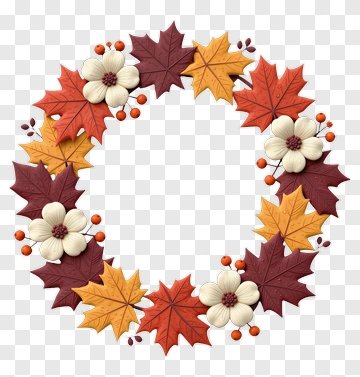 Colorful Autumn Leaf Wreath PNG