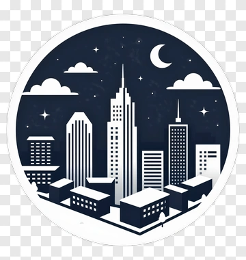 Night Cityscape With Skyscrapers And Clouds PNG