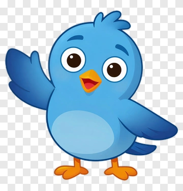 Cartoon Blue Bird Waving Hello PNG