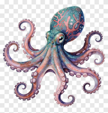 Colorful Octopus With Intricate Patterns PNG