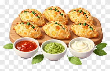 Delicious Dumplings With Dipping Sauces PNG