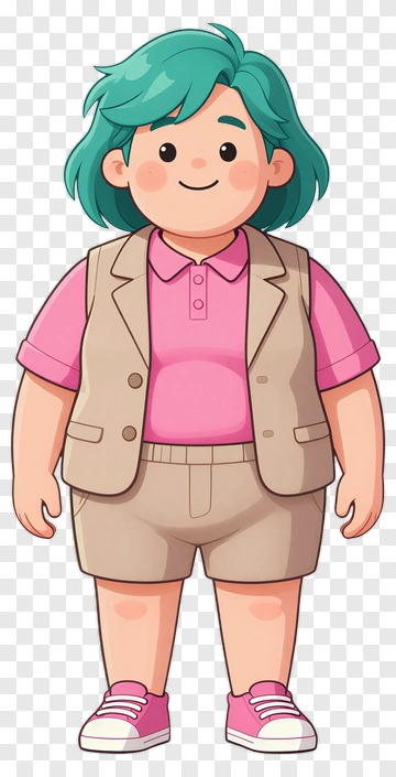 Cartoon Character With Green Hair In Casual Outfit PNG