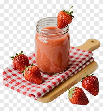 Strawberry Jam In A Jar With Fresh Strawberries PNG