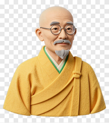 3D Elderly Man In Yellow Robe PNG