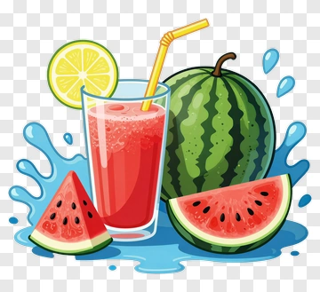Watermelon Juice With Fresh Fruit PNG