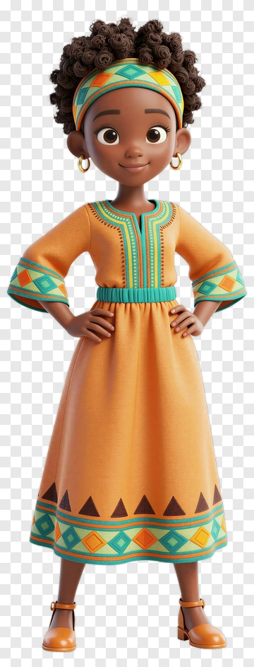 3D Girl In Colorful Traditional Dress PNG