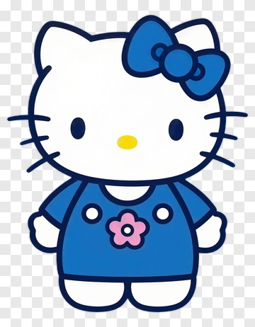 Hello Kitty Character In Blue Dress PNG