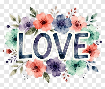 Love Floral Design PNG