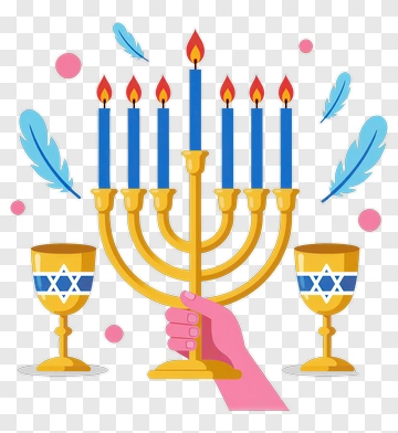 Menorah With Candles And Goblets PNG