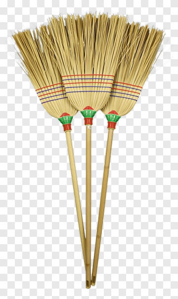Broom Set With Straw Bristles PNG