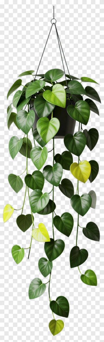 Hanging Potted Plant With Heart-Shaped Leaves PNG