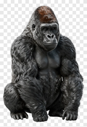 Realistic Gorilla Sitting PNG