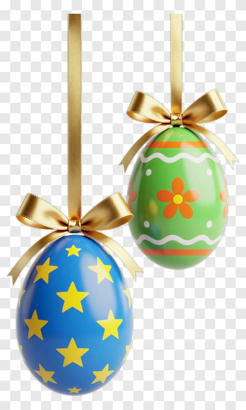 Colorful Easter Eggs With Ribbons PNG