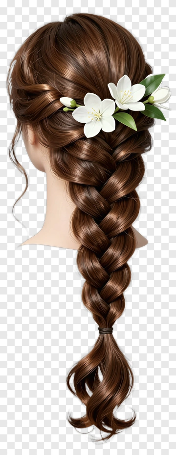 Hair Braid With Flowers PNG