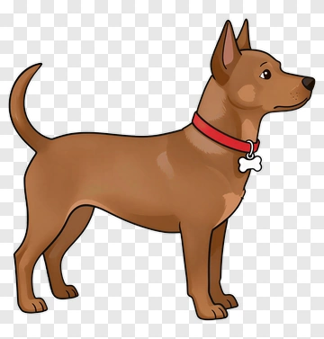 Cartoon Dog With Red Collar PNG