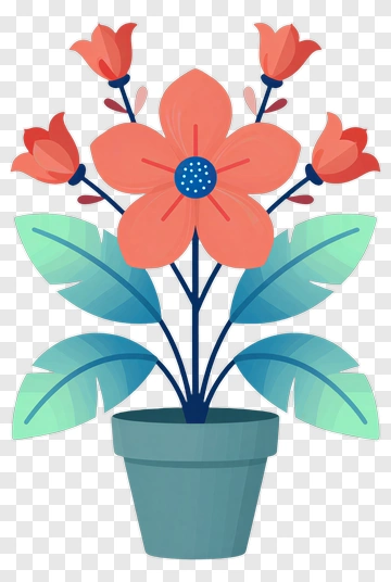 Colorful Flower In A Pot PNG