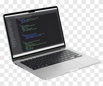 Laptop Displaying Code On Screen PNG