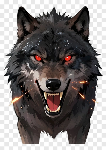 Angry Cartoon Wolf With Red Eyes PNG