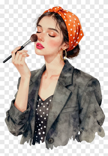 Woman Applying Makeup With A Brush PNG