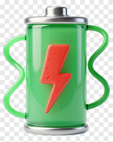 Green Battery With Lightning Bolt Design PNG