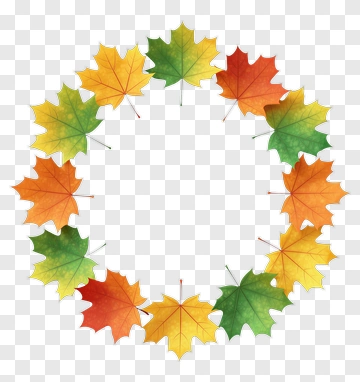 Colorful Maple Leaf Wreath PNG
