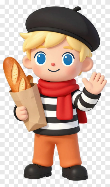 Cartoon Boy Holding Bread PNG